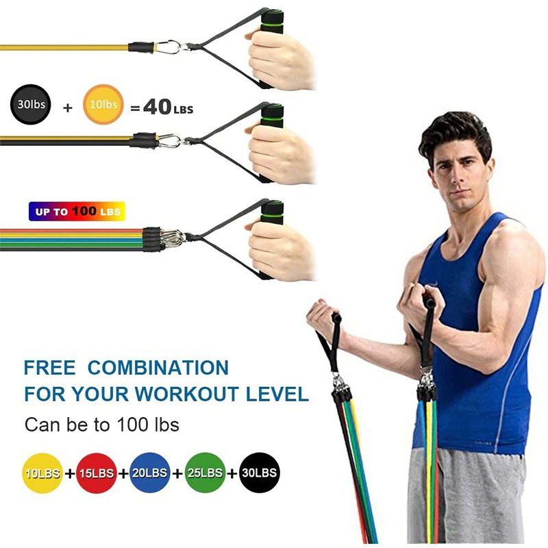 11 Piece Power Resistance Band Set Strength Training Yoga Sports - Image 3