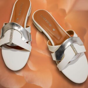 Silver & White Slippers