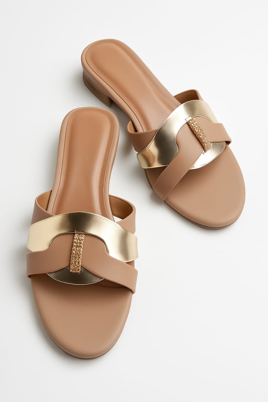 tan & gold slipper