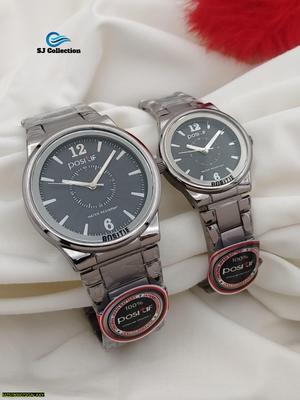 couple silver watch