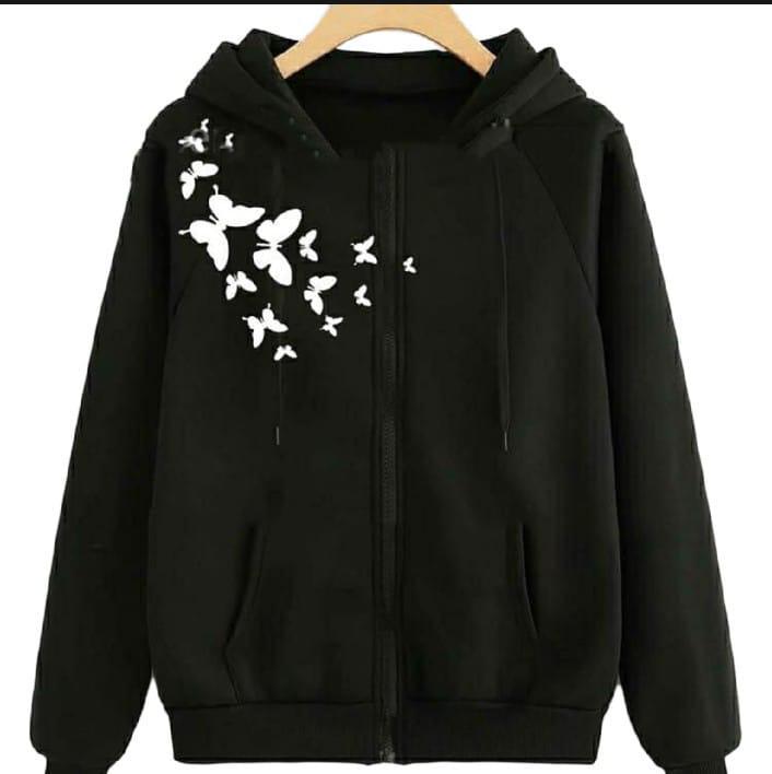 Women's Stitched Fleece Printed Pullover Hoodie