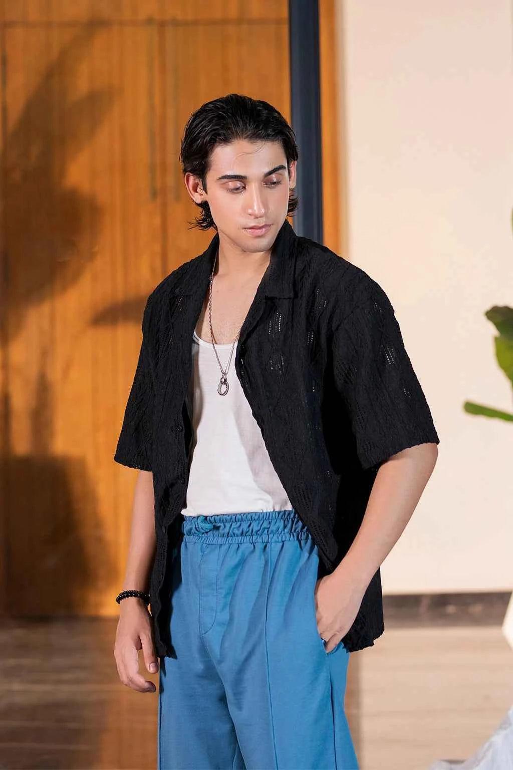 Midnight Black Textured Shirt