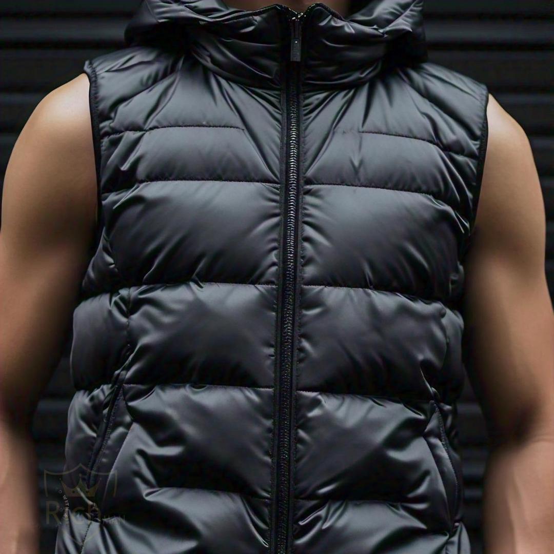 black sleeveless puffer jacket 1